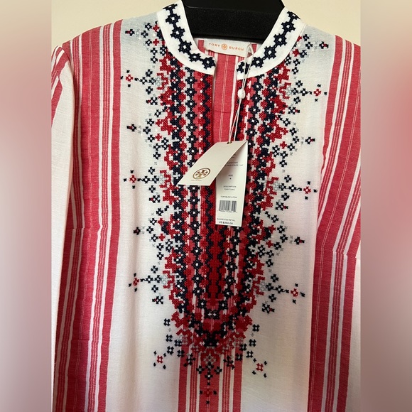 Tory Burch tunic. Colors are red, whit and blue with beautiful stitching. - Picture 2 of 6